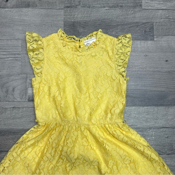 Jenna & Jessie Girls Yellow Lace Dress 5 - Picture 3 of 7